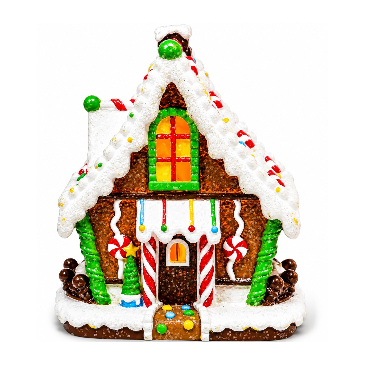 Lighted Gingerbread House Ornament LED Christmas Tabletop Centerpiece 6.22” Handcrafted Polyresin