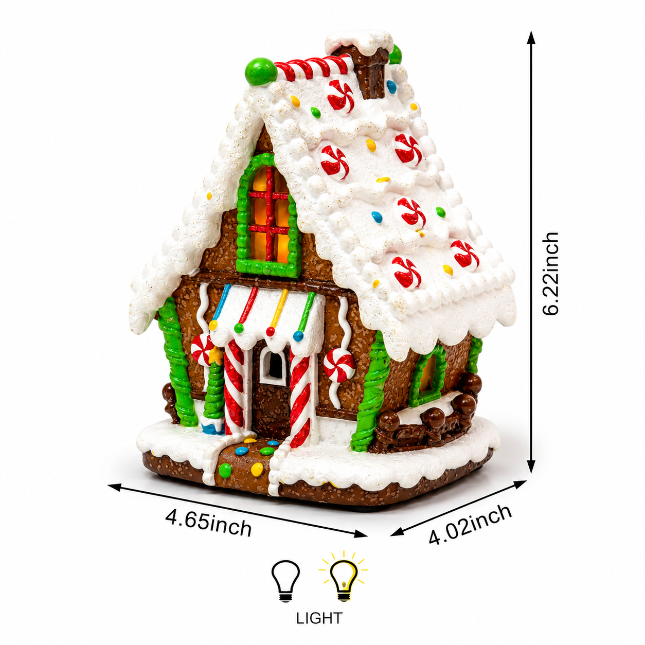 Lighted Gingerbread House Ornament LED Christmas Tabletop Centerpiece 6.22” Handcrafted Polyresin