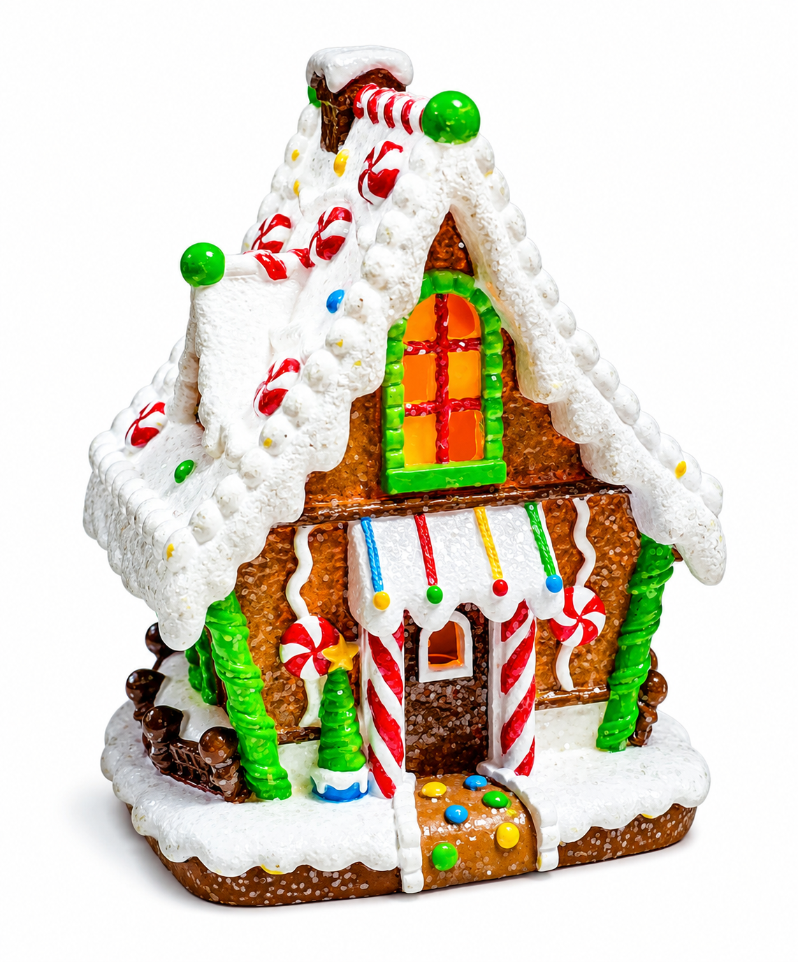 Lighted Gingerbread House Ornament LED Christmas Tabletop Centerpiece 6.22” Handcrafted Polyresin