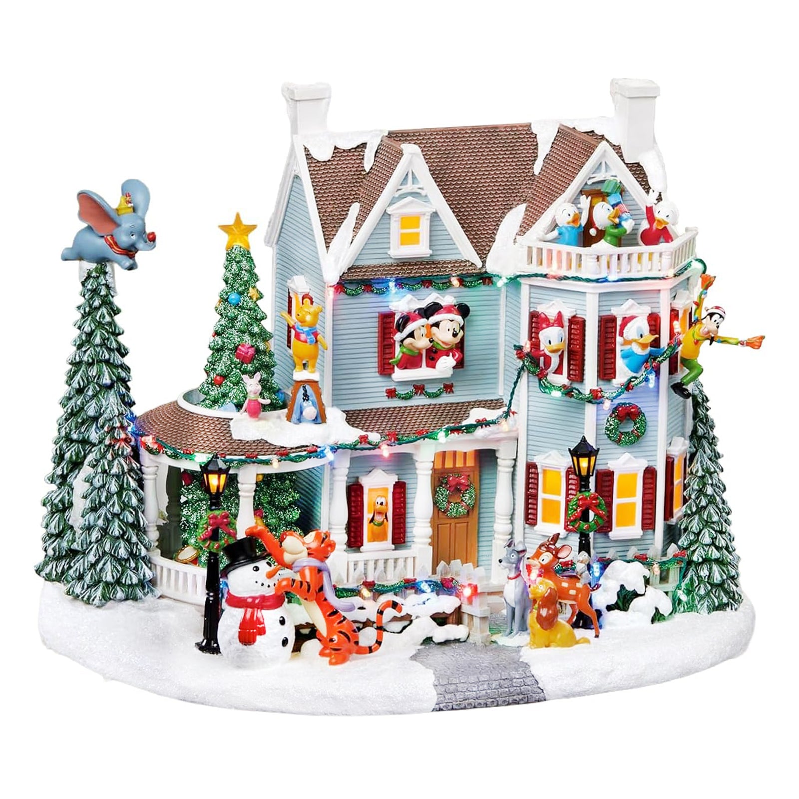 Lighted Holiday Village with Music Volume Control Hand-Painted Disney Characters Power
