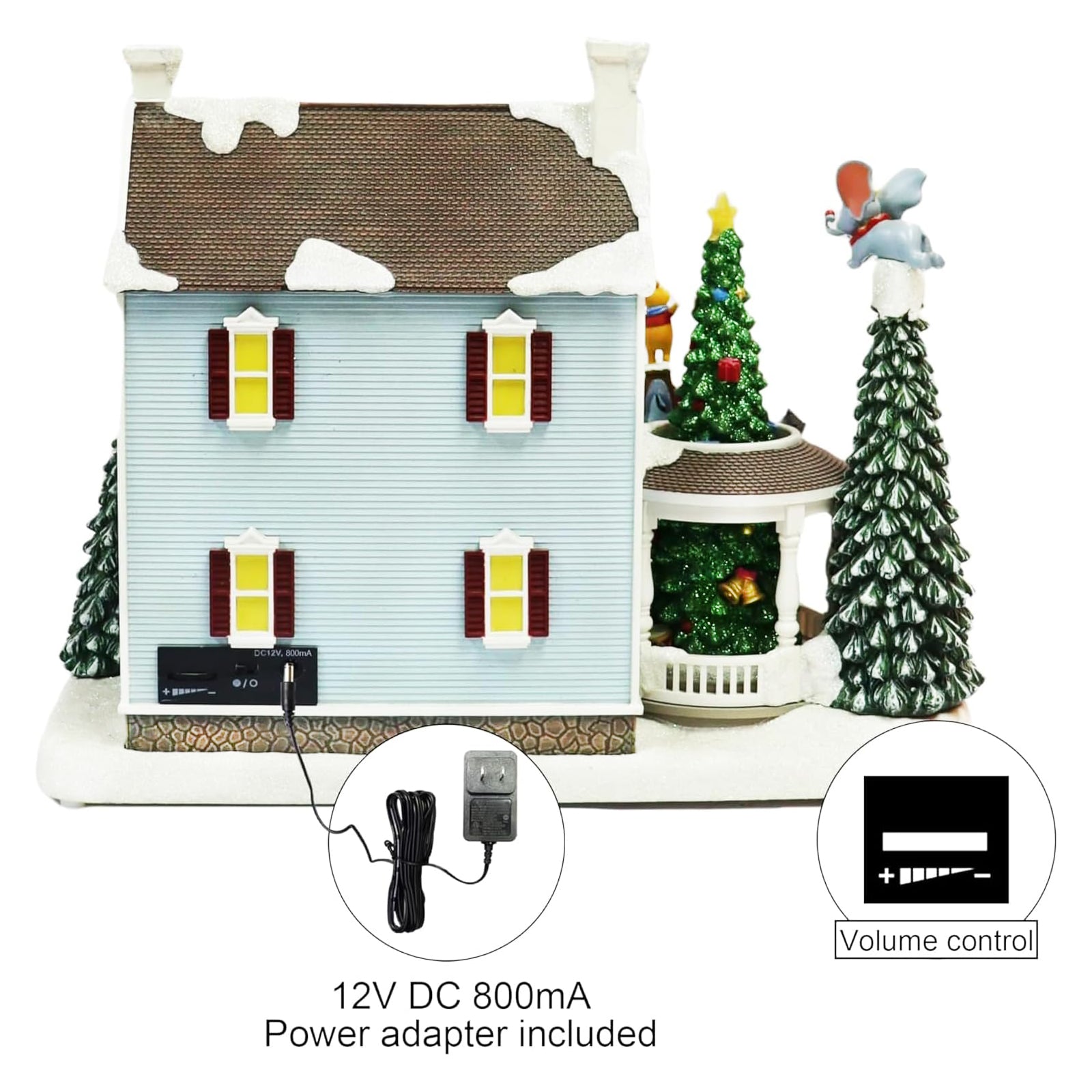 Lighted Holiday Village with Music Volume Control Hand-Painted Disney Characters Power