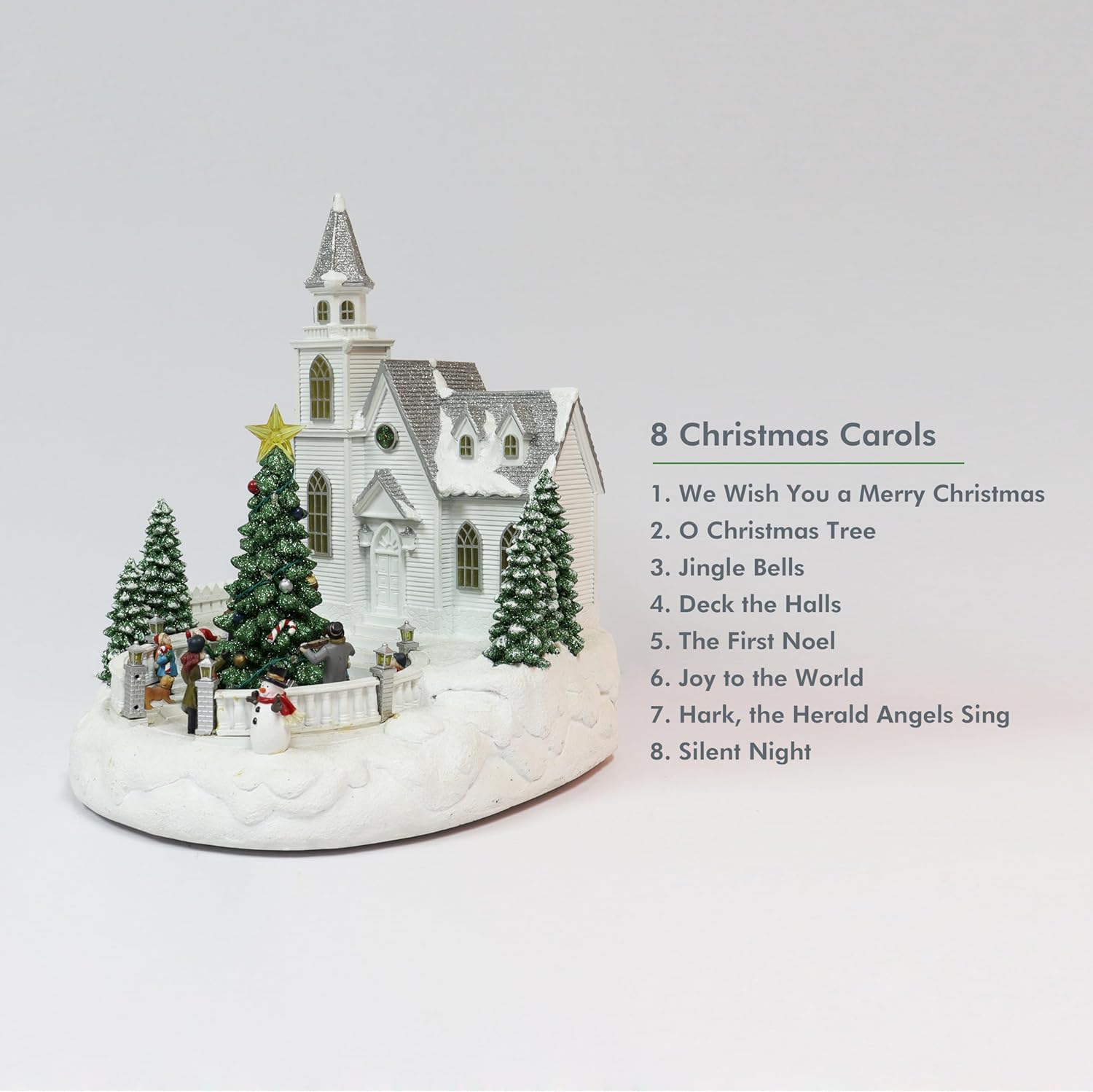 Lighted Musical Christmas Church with Animated Carolers 13.5” LED Holiday Village Building Plays 8 Classic Christmas Songs