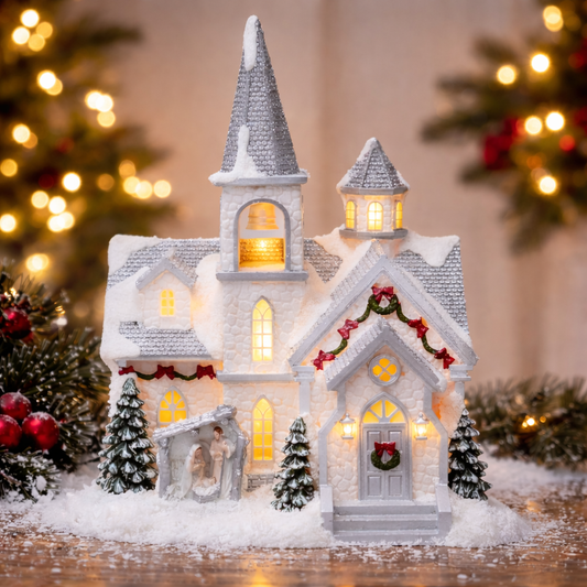 Lighted Musical Church 11.7” Christmas Village House