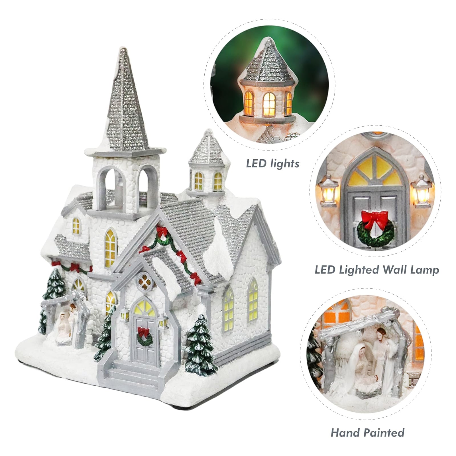 Lighted Musical Church 11.7” Christmas Village House