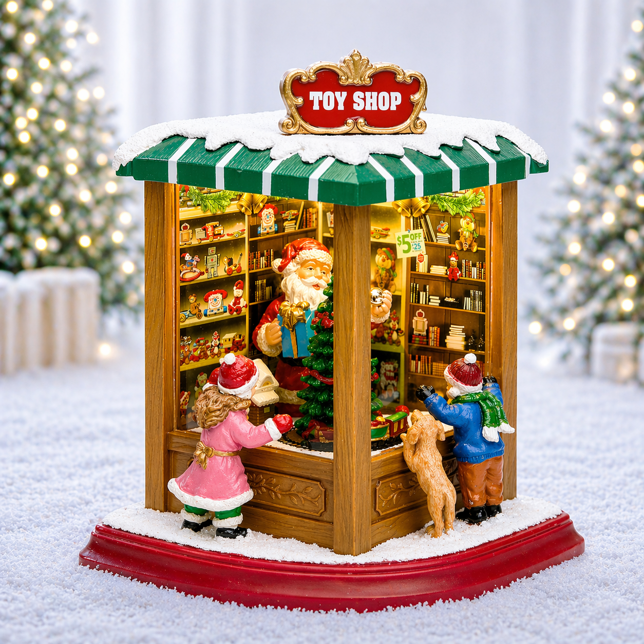 Lighted Santa’s Toy Shop Christmas Village Lights, Music & Animation Battery