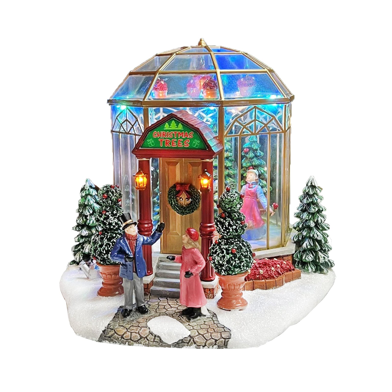 Christmas Village Lighted Tree Shop LED Musical Holiday Building