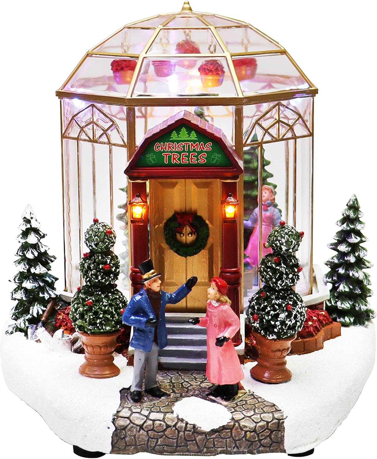 Christmas Village Lighted Tree Shop LED Musical Holiday Building