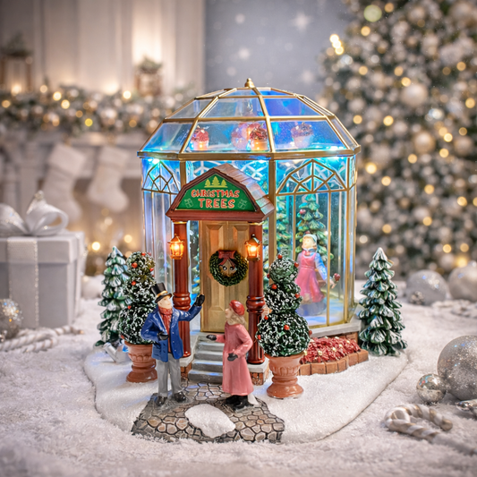 Christmas Village Lighted Tree Shop LED Musical Holiday Building