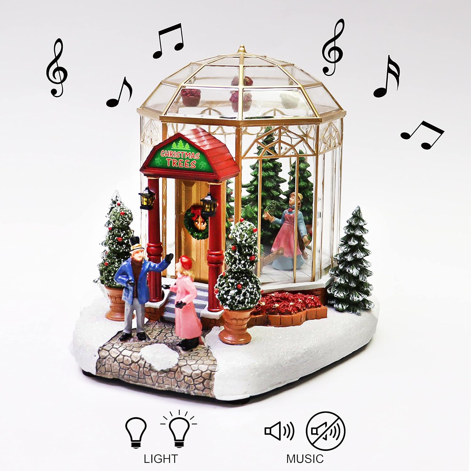 Christmas Village Lighted Tree Shop LED Musical Holiday Building