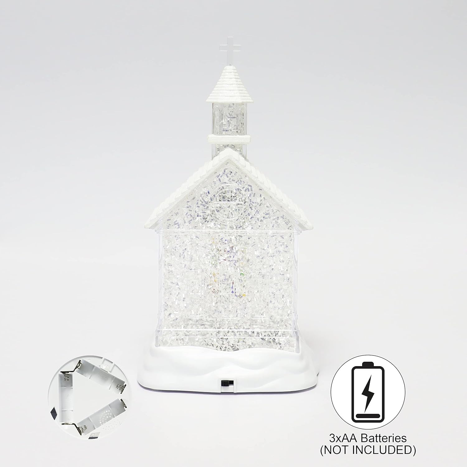 Lighted Chapel Church LED Acrylic Holiday Tabletop Decoration Glittering Crystal Church