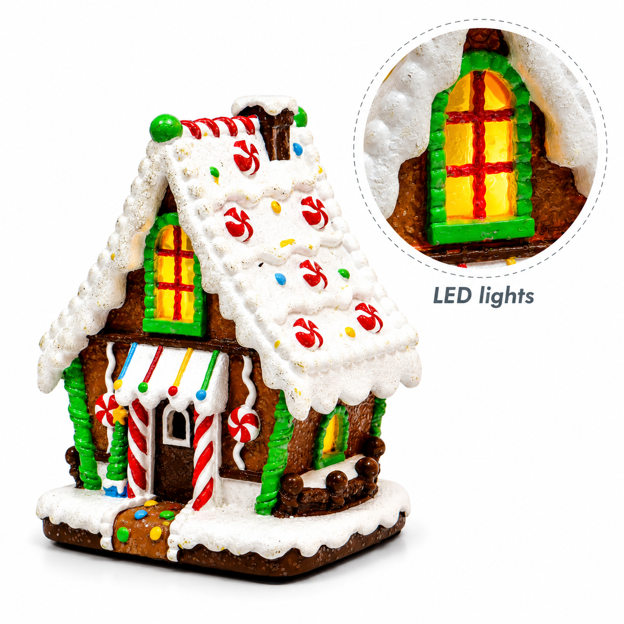 Lighted Gingerbread House Ornament LED Christmas Tabletop Centerpiece 6.22” Handcrafted Polyresin