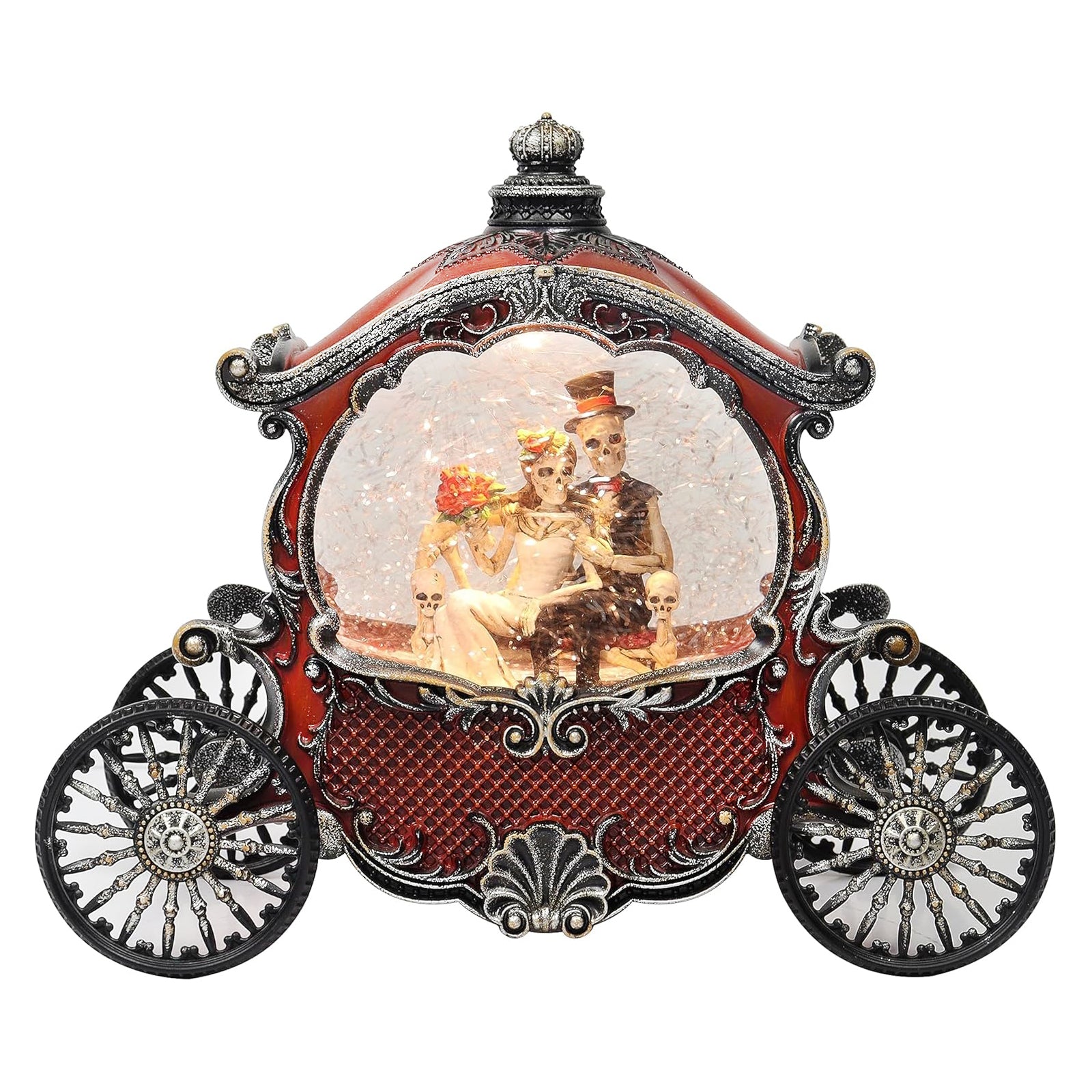 Spooky Halloween LED Water Globe Skeleton Wedding Carriage Pumpkin Coach Glitter