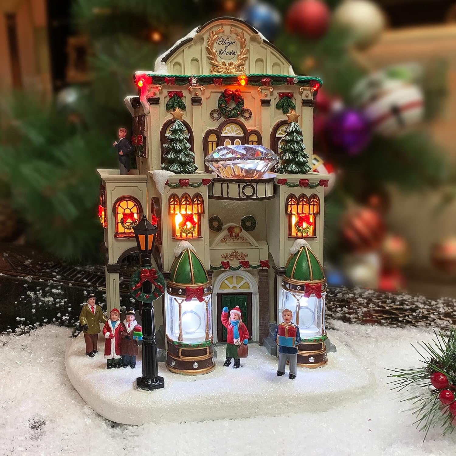 Fine Jewelry Shop Lighted Christmas Village Building with LED Lights 11”H