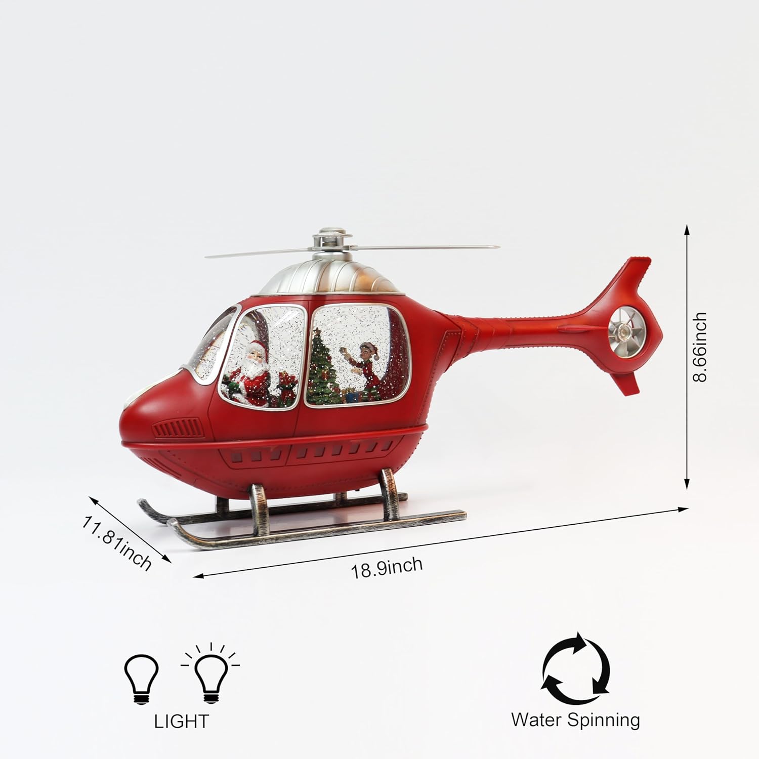 Animated Helicopter Snow Globe with Santa