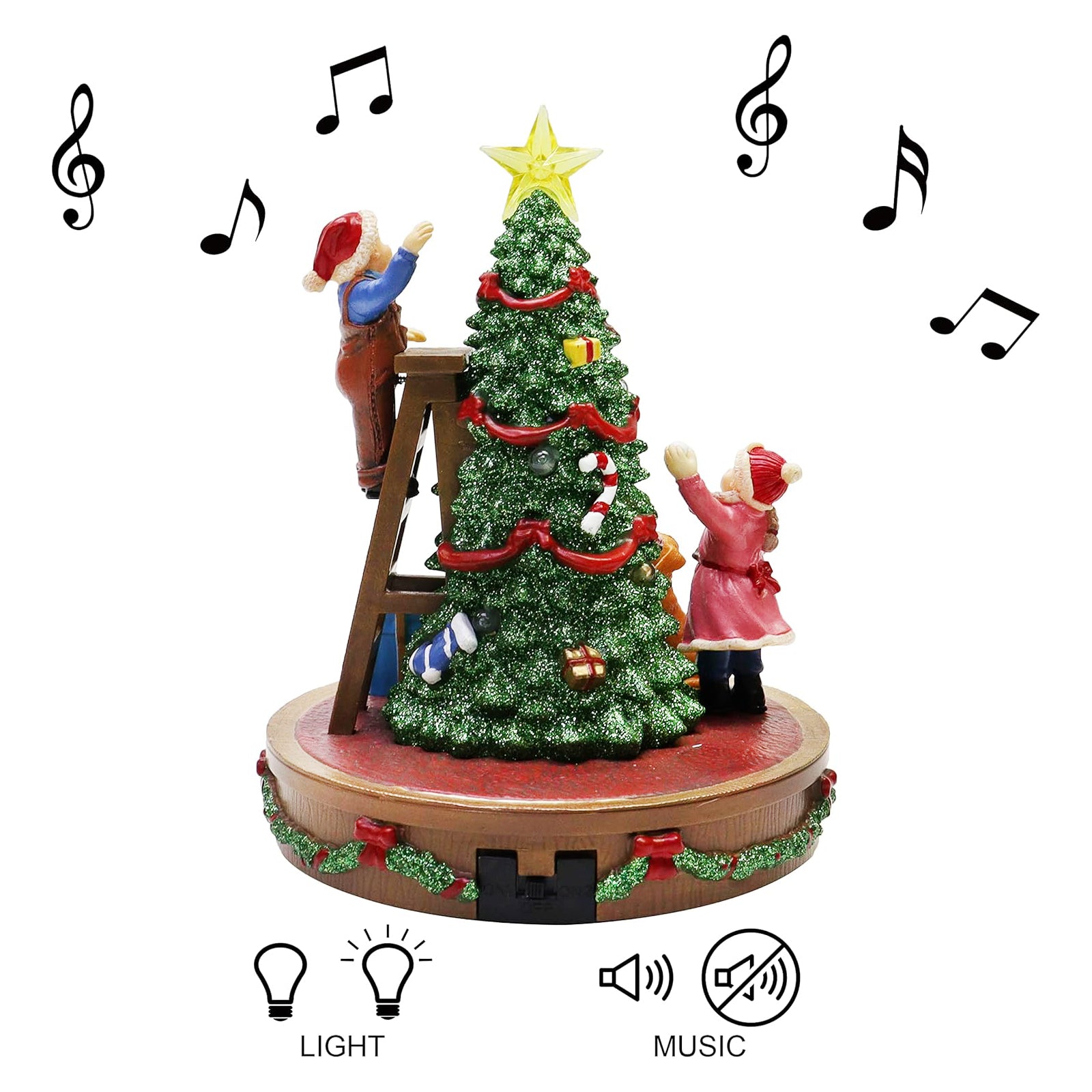 Musical Christmas Tree Decoration with LED Lights Children & Dog Decorating Tree