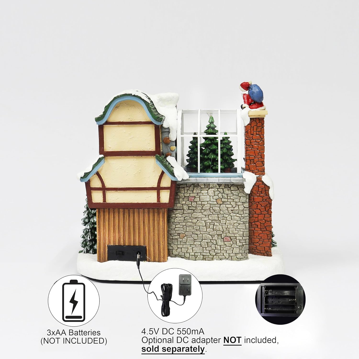 Musical North Pole Nursery Christmas Village 9.3” LED Polyresin Lighted Holiday House with Santa Gnomes Snow Scene