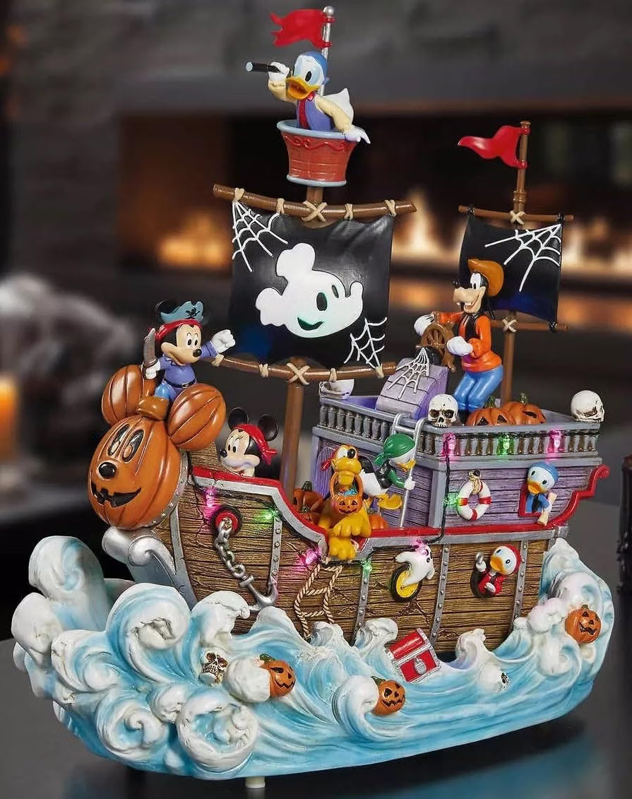 Disney Halloween Animated Pirate Ship Decor with Lights and Music