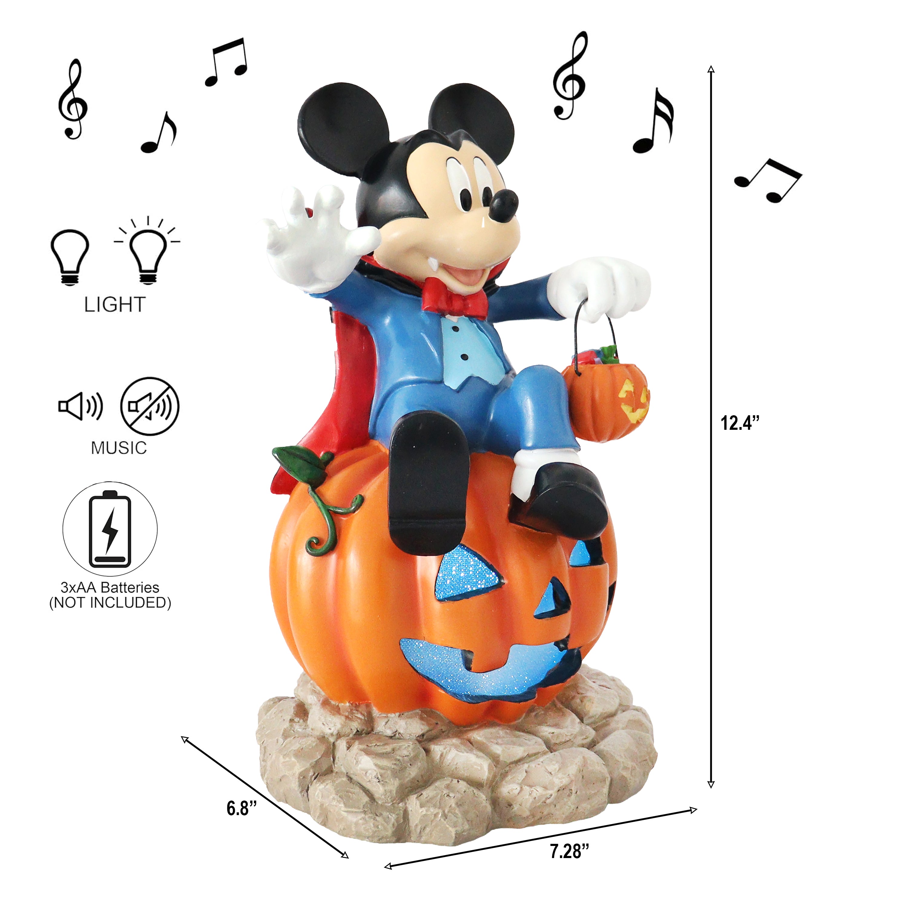 Disney Mickey Vampire Pumpkin Halloween Decor with Candy Bowl