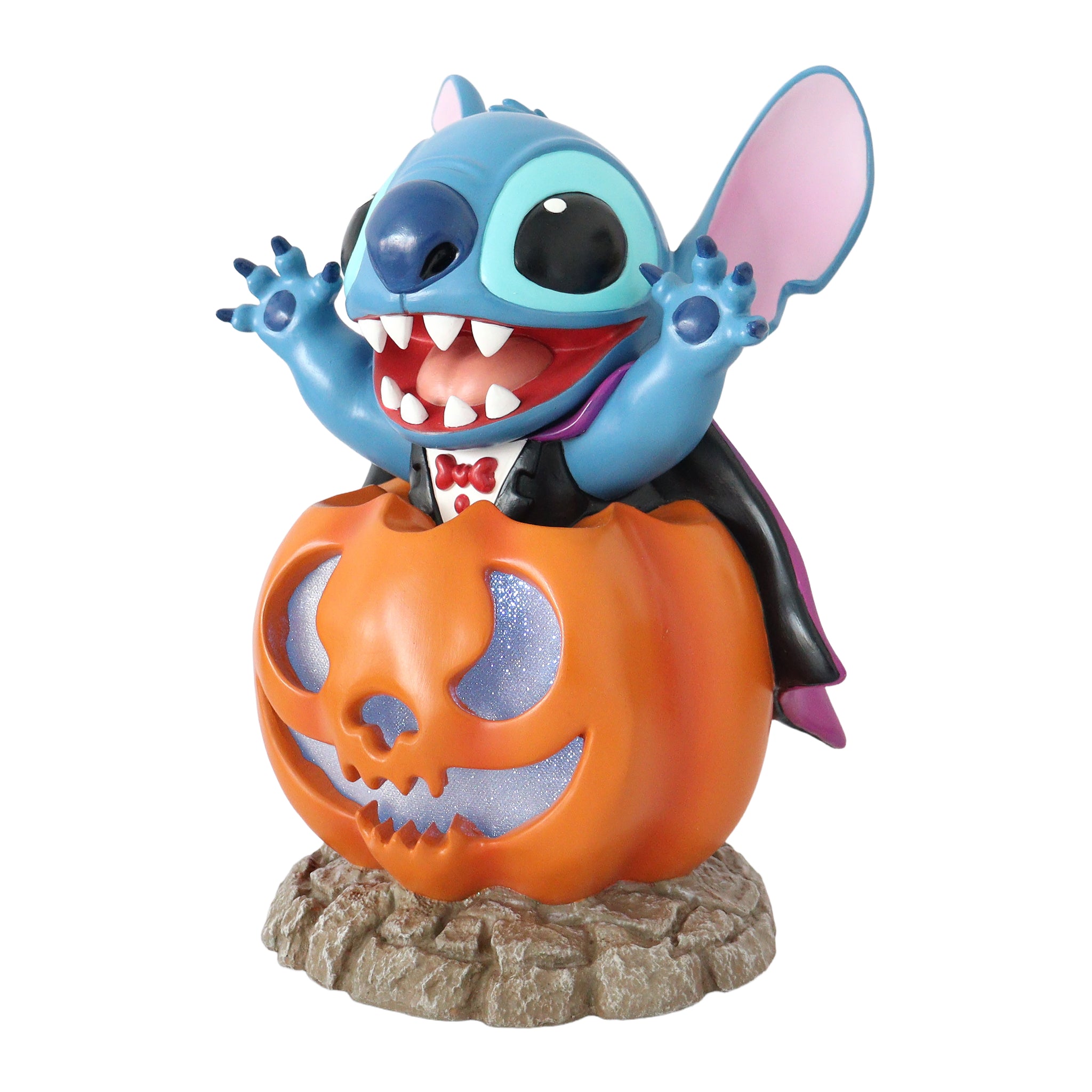 Disney Stitch Vampire Pumpkin Halloween Decor with Purple LED Light and Sound