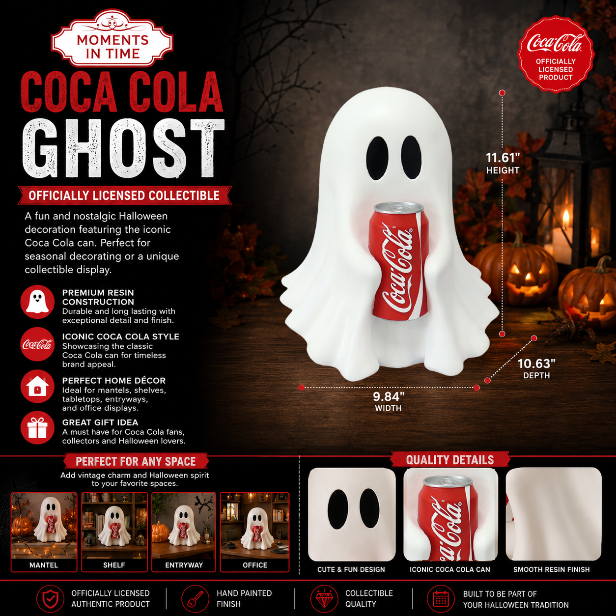 Coca Cola Resin Ghost Statue Holding Soda Can