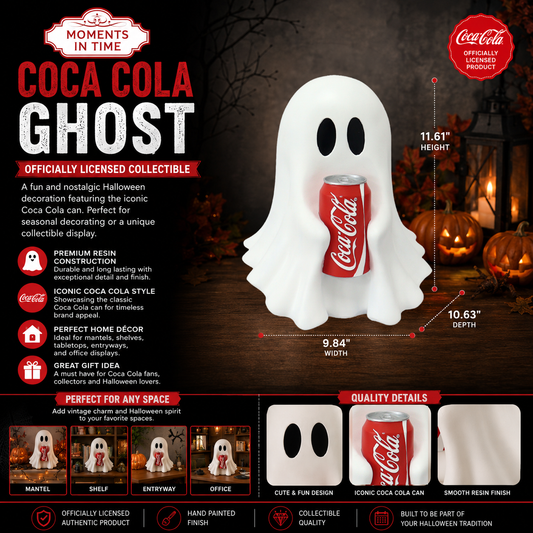 Coca Cola Resin Ghost Statue Holding Soda Can