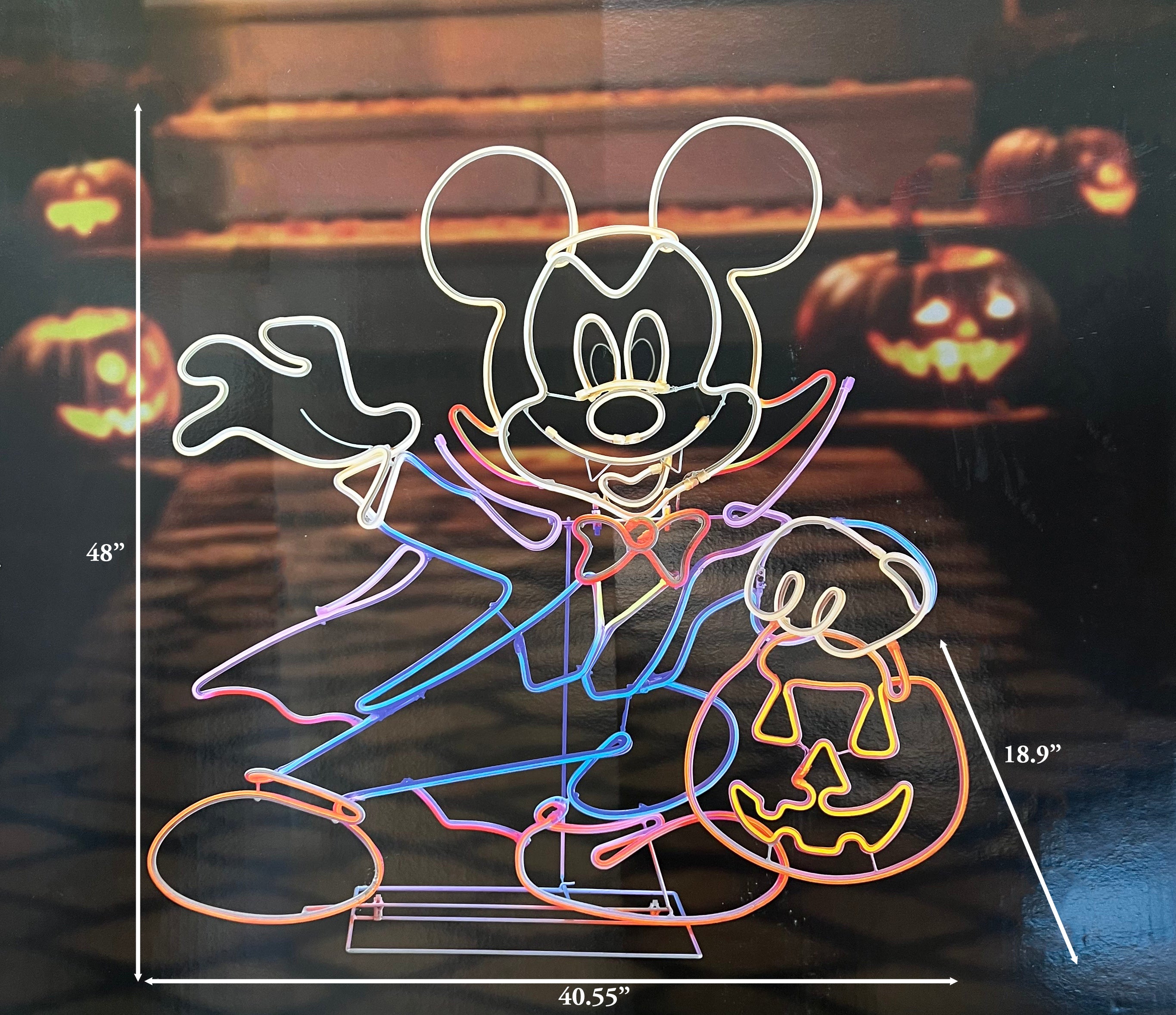 Mickey Mouse Halloween Neon LED Decoration, 48 Inch Light Up Plastic Holiday Display