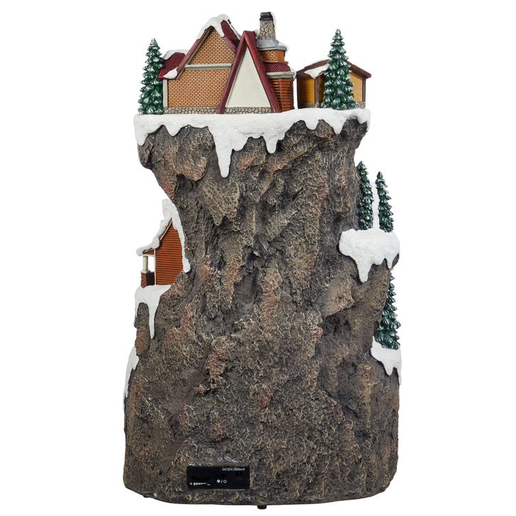 Animated Musical Christmas Village Ski Mountain with Lights and Train Hand Painted