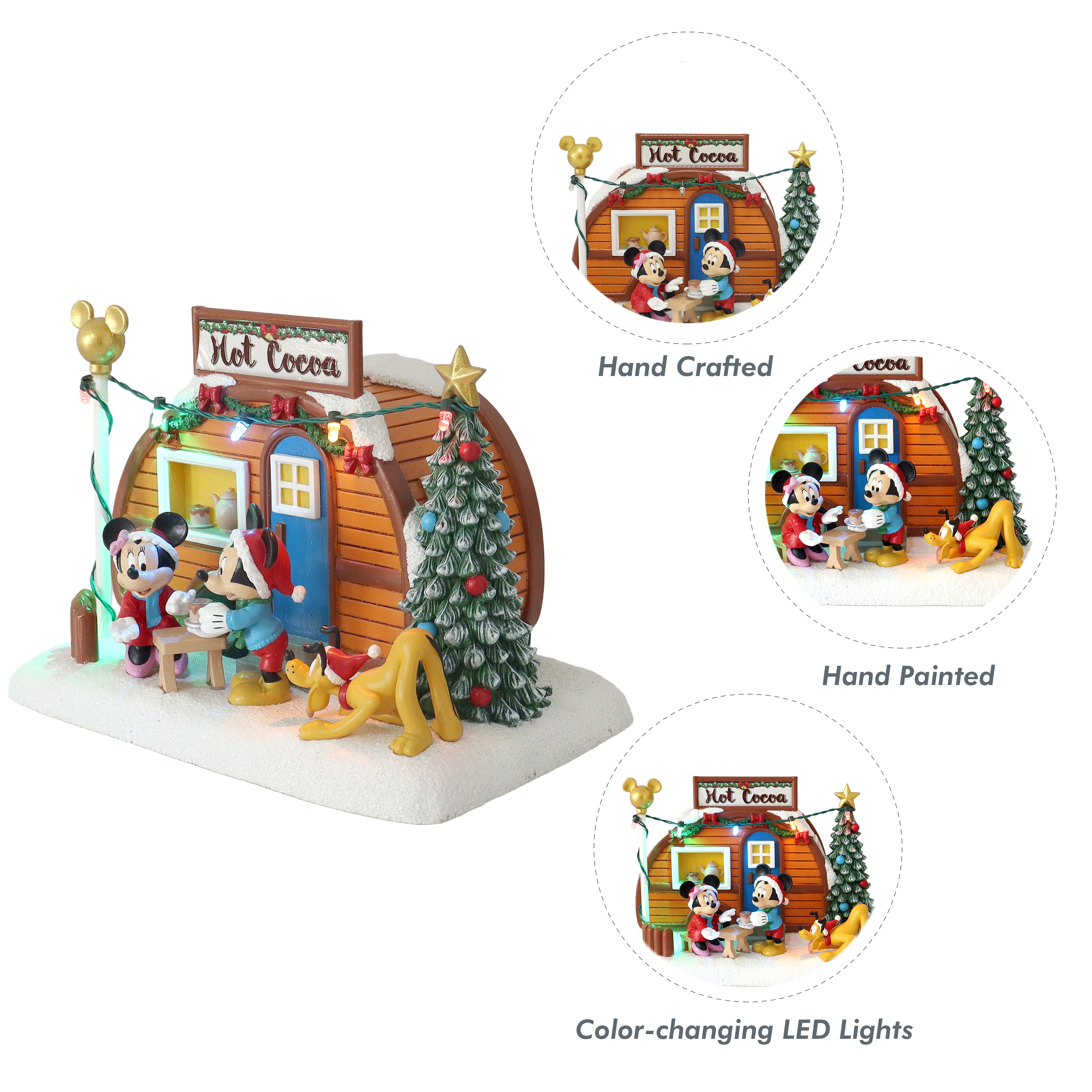 Mickey Minnie Hot Cocoa Trailer Lighted Christmas Village