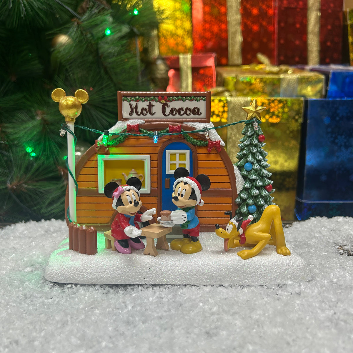 Mickey Minnie Hot Cocoa Trailer Lighted Christmas Village