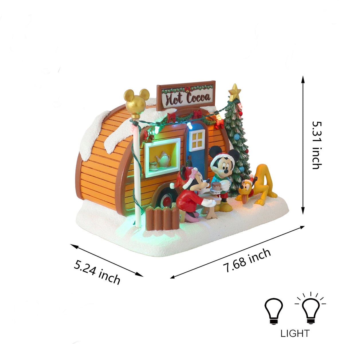 Mickey Minnie Hot Cocoa Trailer Lighted Christmas Village