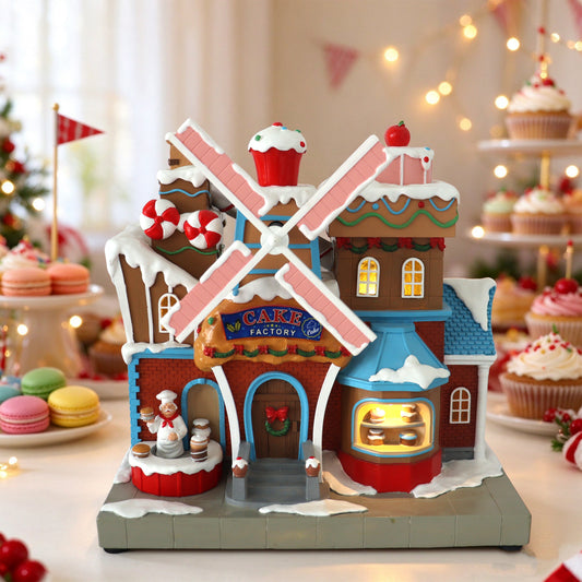 Musical Cake Factory Christmas Village with LED Light