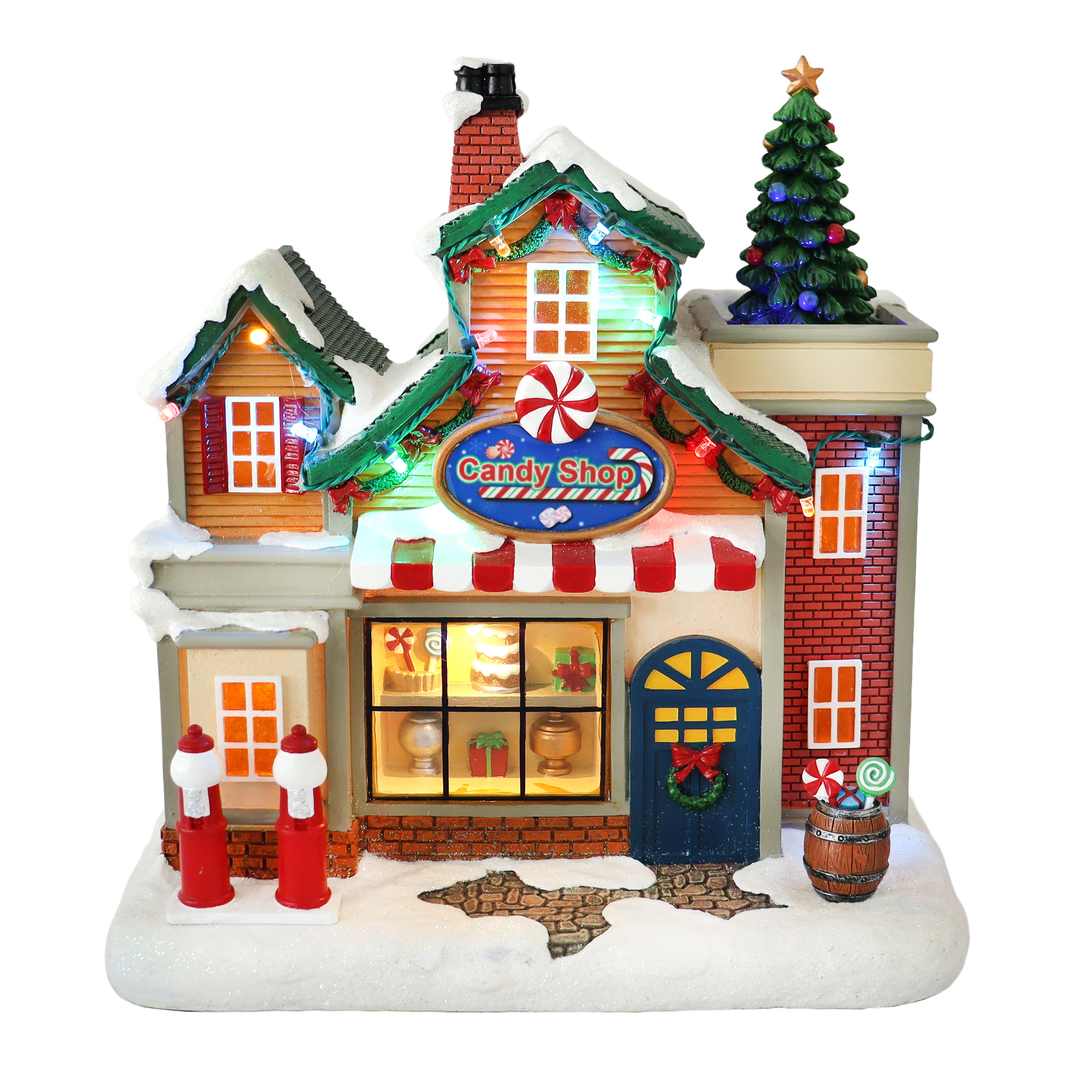 Christmas Village Candy Store with Apartment, 9.76 Inch