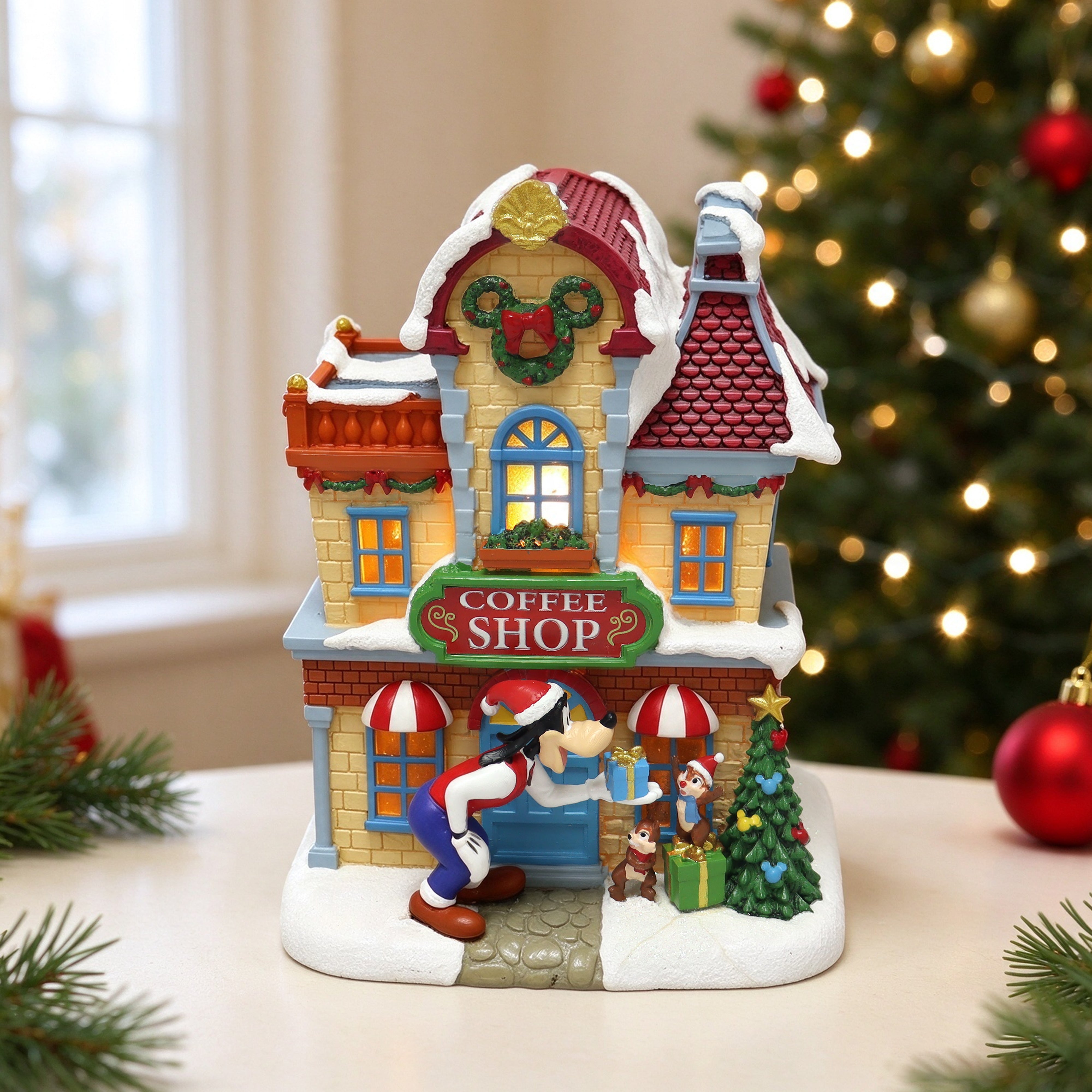 Disney Goofy Coffee Shop Christmas Village Lighted Holiday Decor