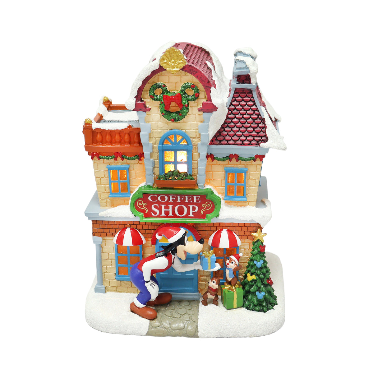 Disney Goofy Coffee Shop Christmas Village Lighted Holiday Decor