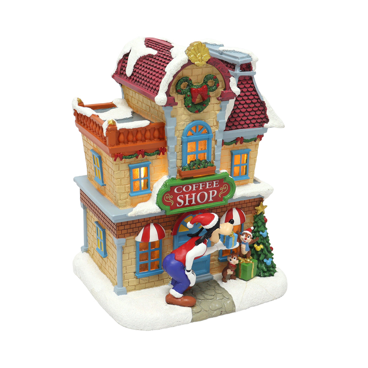 Disney Goofy Coffee Shop Christmas Village Lighted Holiday Decor