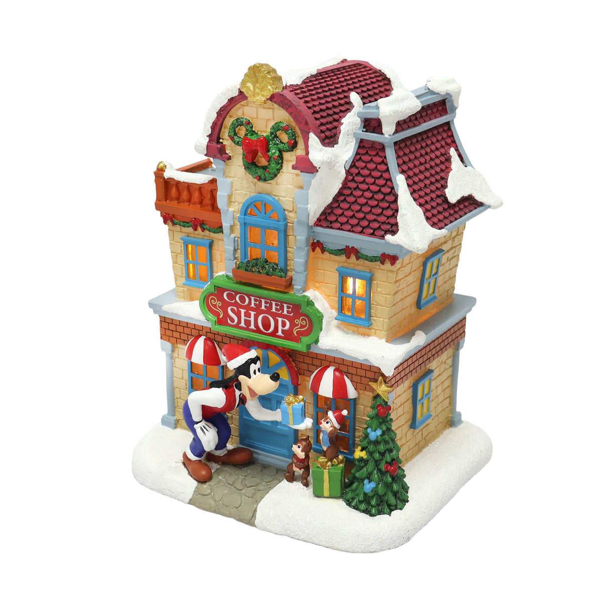 Disney Goofy Coffee Shop Christmas Village Lighted Holiday Decor