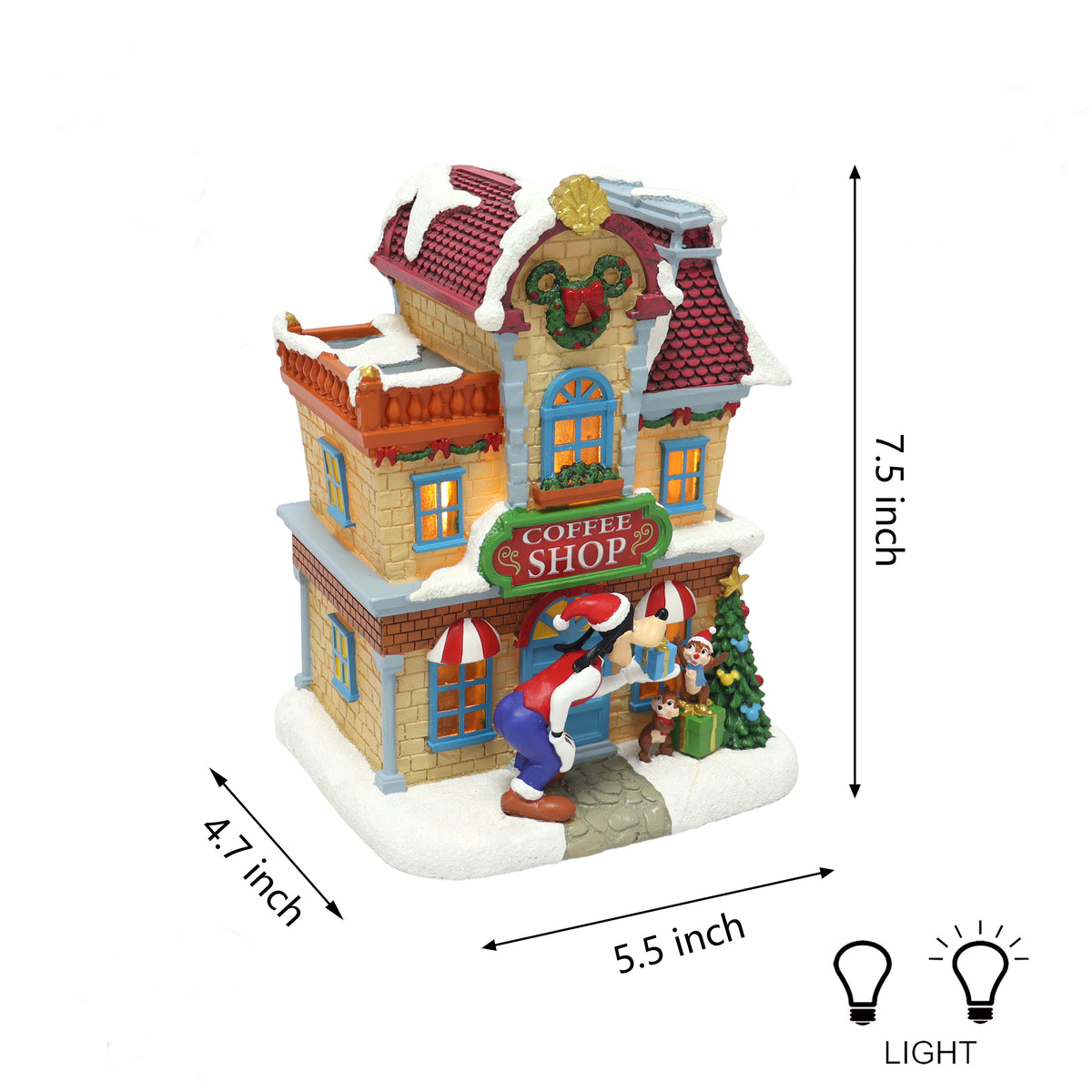 Disney Goofy Coffee Shop Christmas Village Lighted Holiday Decor