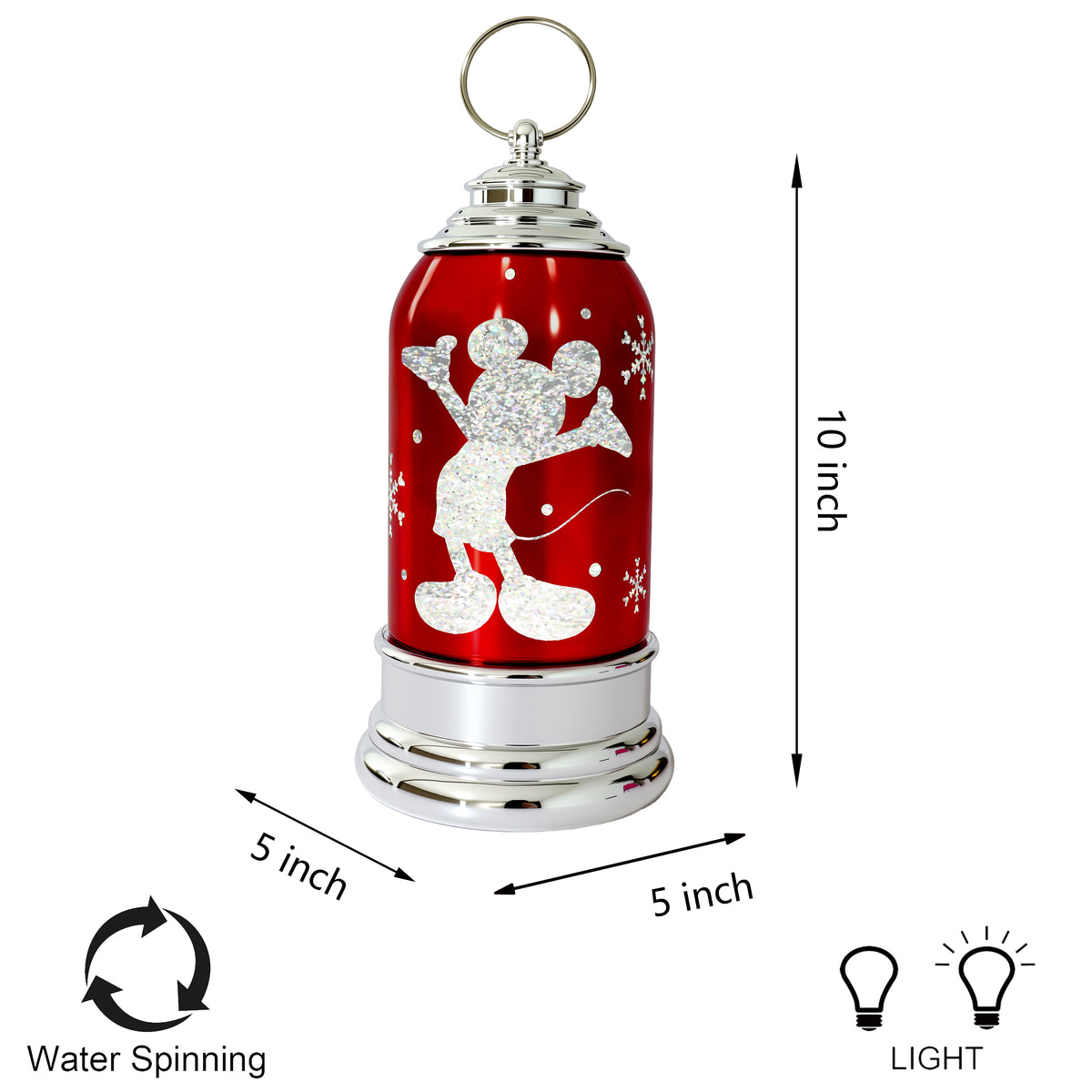 Mickey Mouse Disney Lantern Red LED Water Spinning Decor 10 Inch