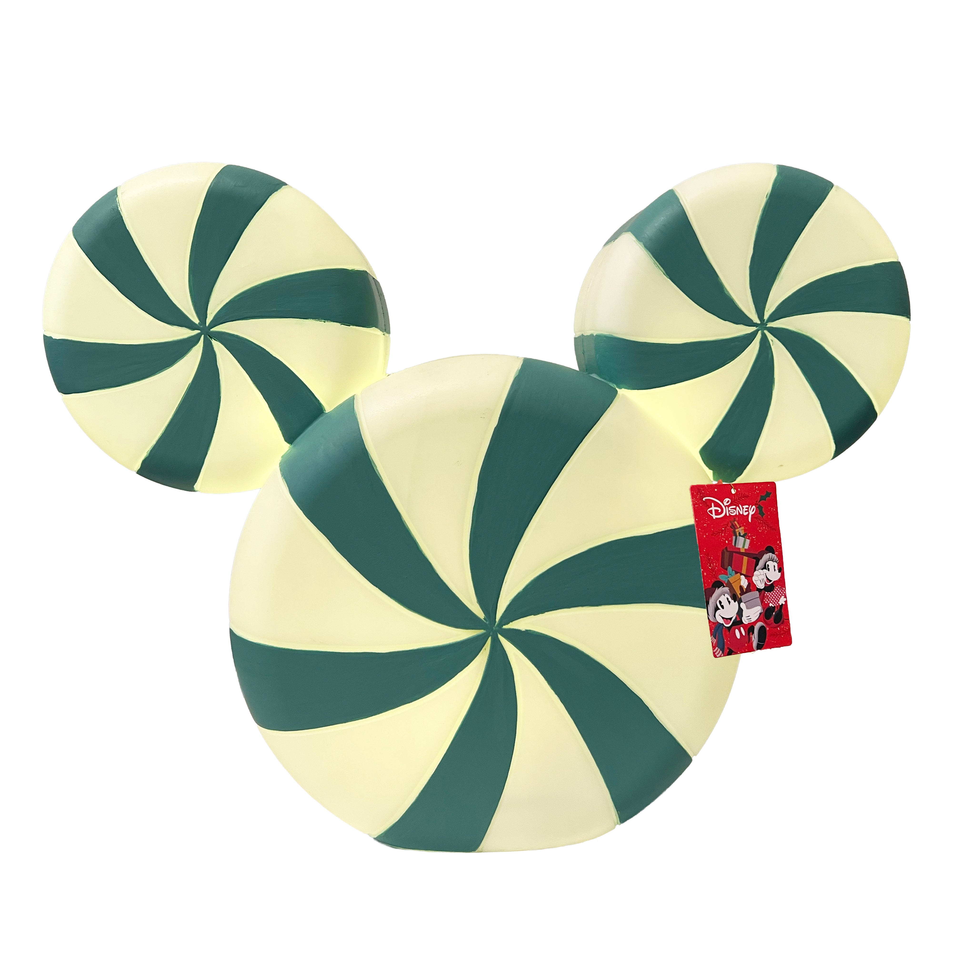 Blue LED Lighted Peppermint Mickey Head Decoration Battery Operated Christmas Candy Decor 15