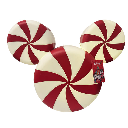 Disney Mickey Lighted Christmas Decoration, 17" Inch Peppermint Candy Head Red