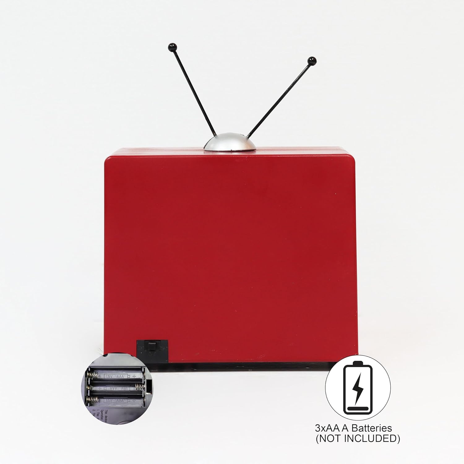 Red Retro TV with Mountain Scene (Animated Train) - LED Lights - 8 Classic Carols Christmas Music