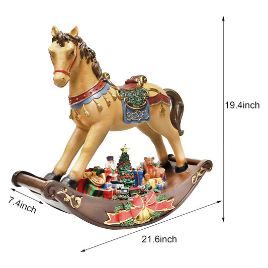 Rocking Horse Christmas Display Light-Up Santa Tree Scene