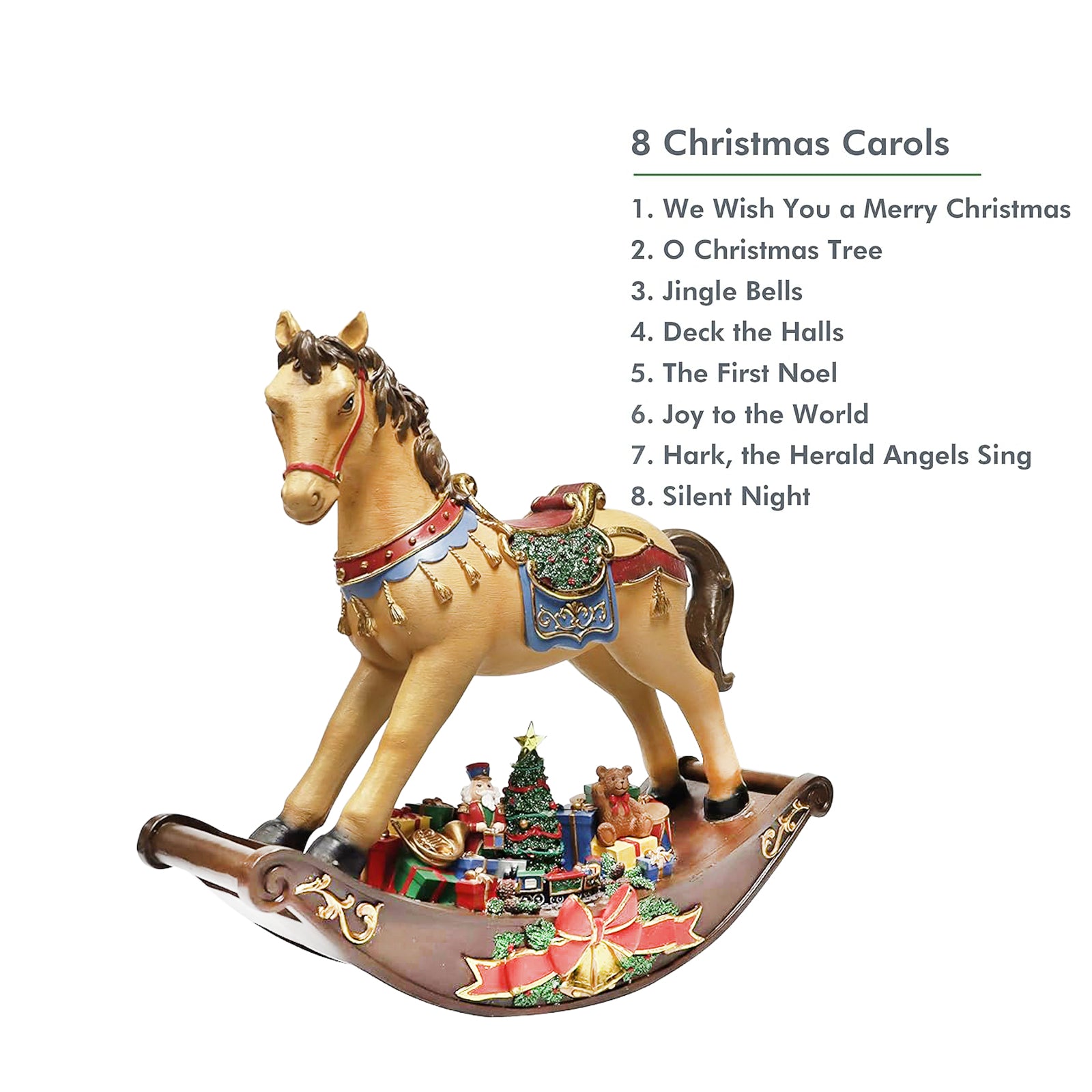 Rocking Horse Christmas Display Light-Up Santa Tree Scene