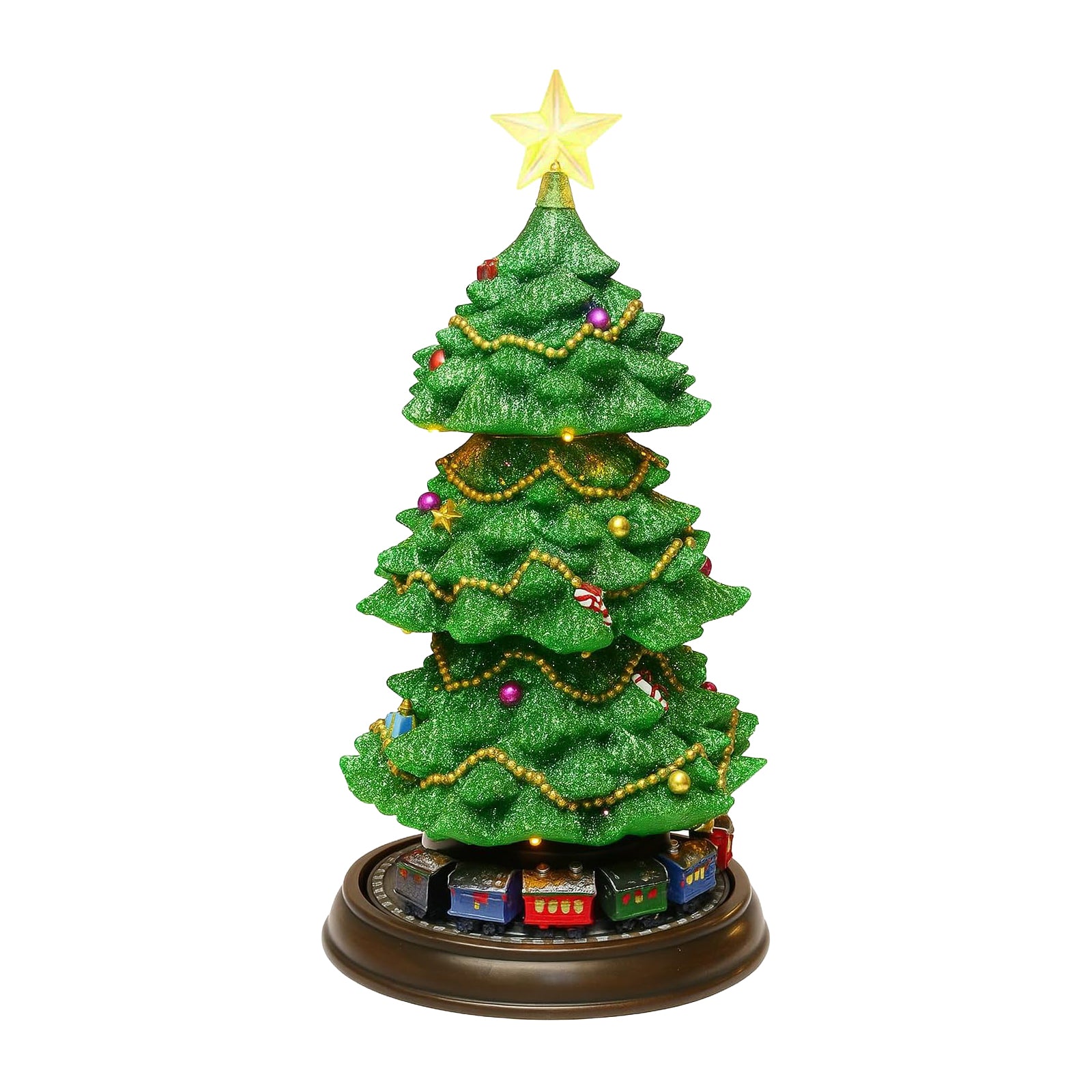 Rotating Train Christmas Tree 15.7” Lighted Musical Tabletop Decoration