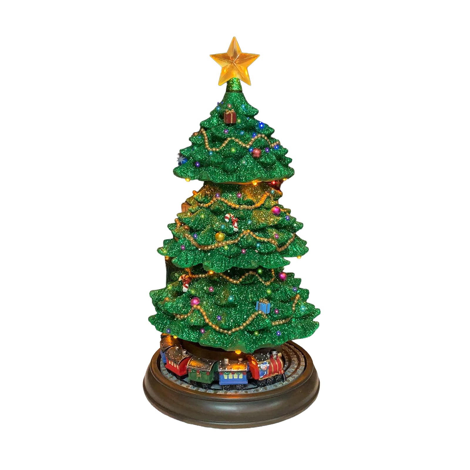 Rotating Train Christmas Tree 15.7” Lighted Musical Tabletop Decoration