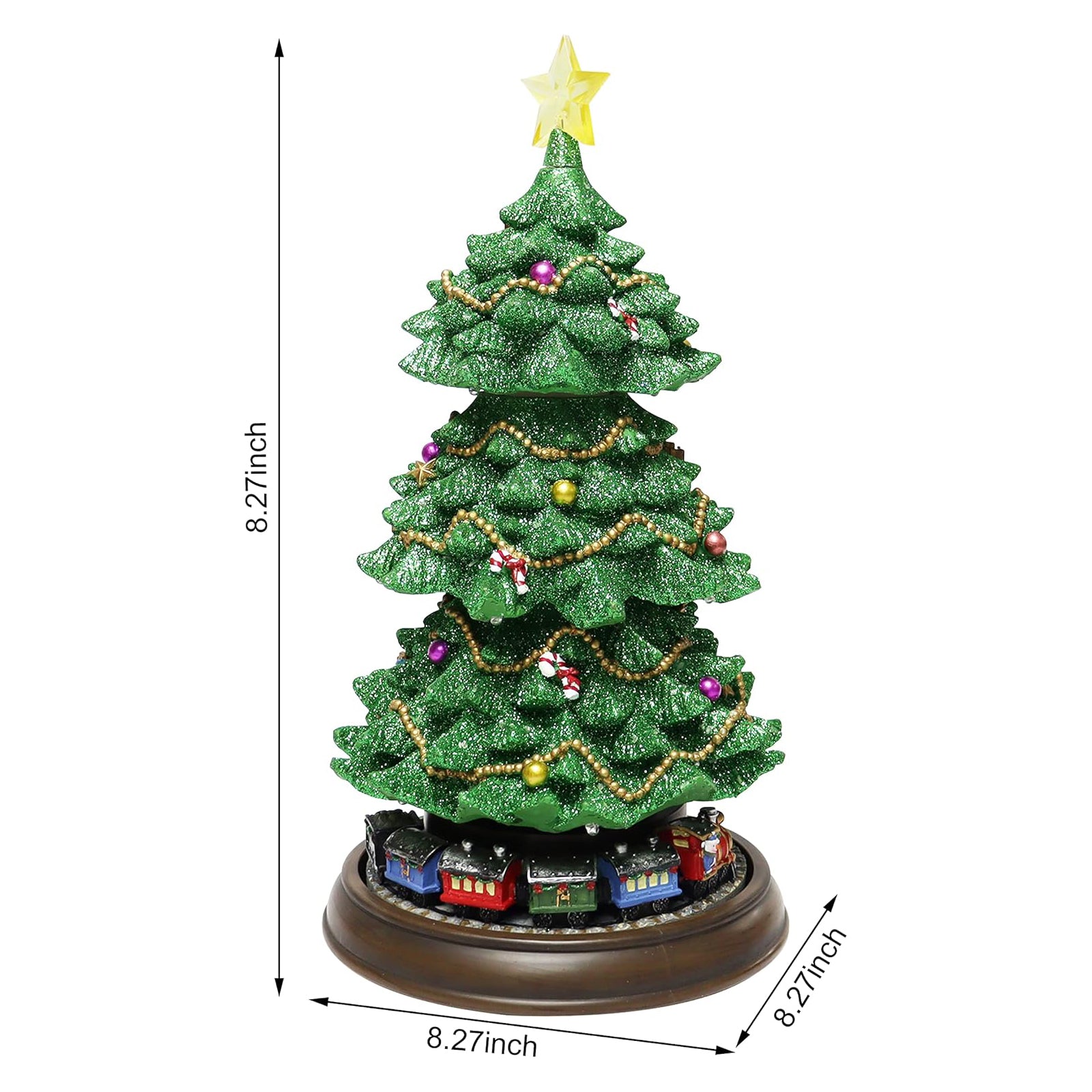 Rotating Train Christmas Tree 15.7” Lighted Musical Tabletop Decoration