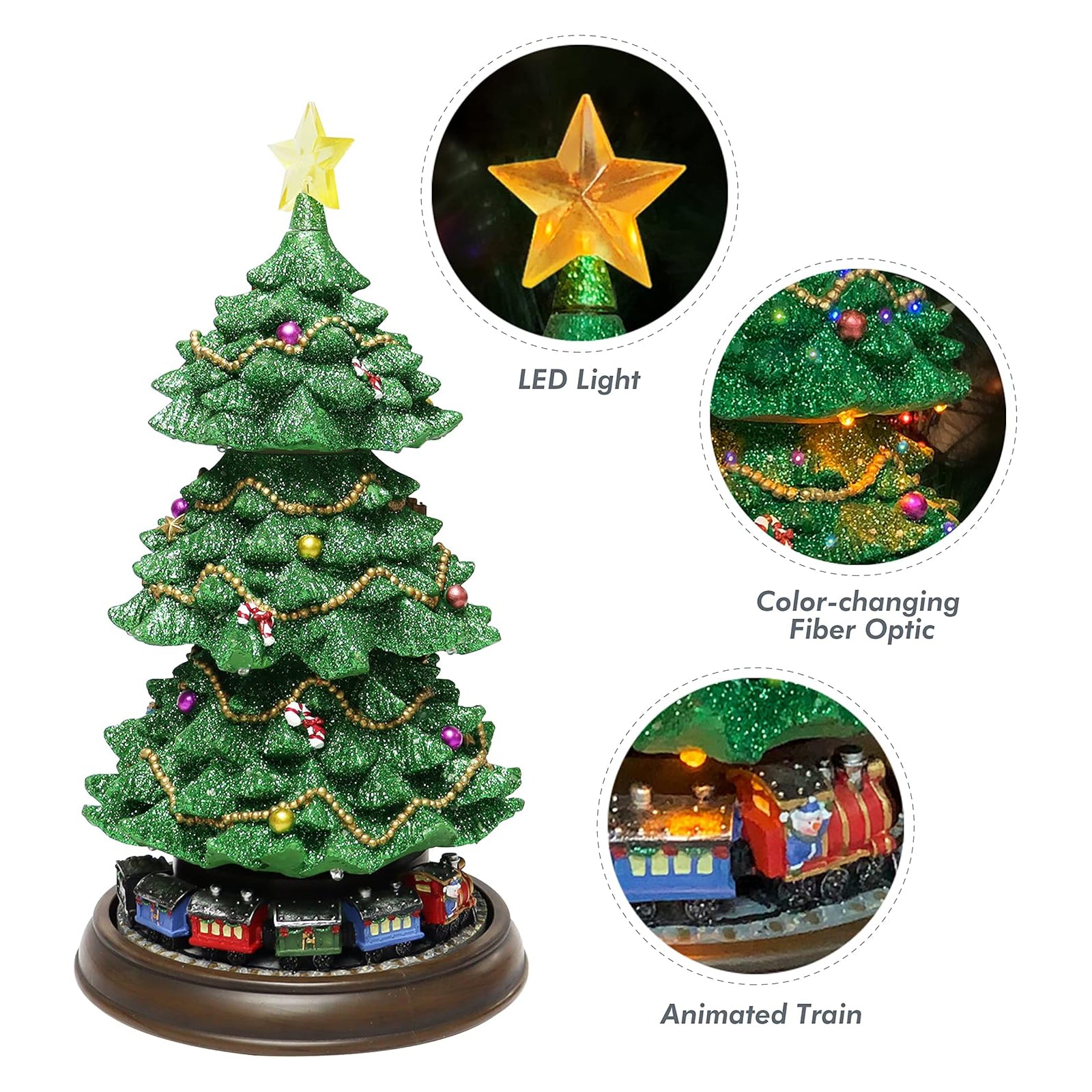 Rotating Train Christmas Tree 15.7” Lighted Musical Tabletop Decoration