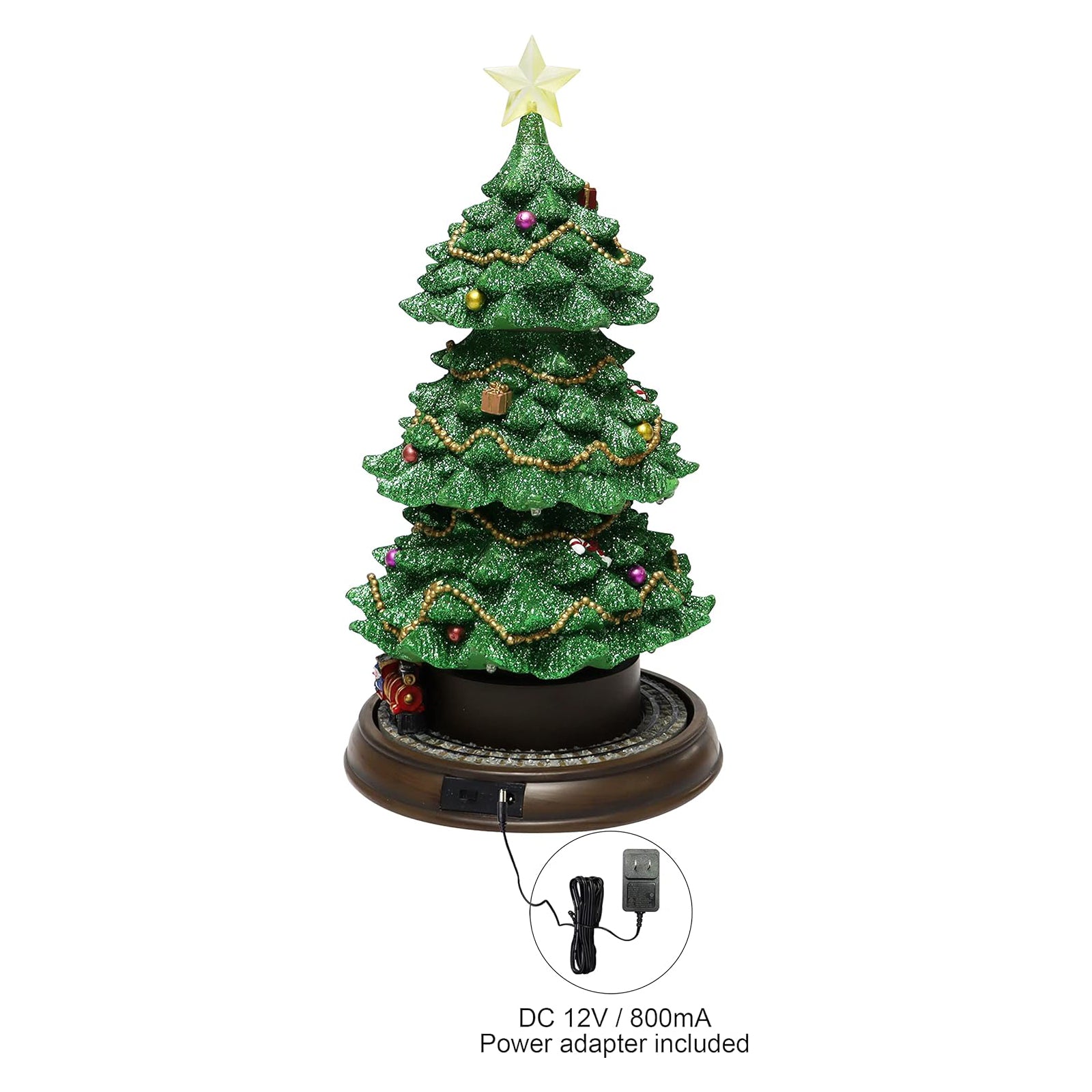 Rotating Train Christmas Tree 15.7” Lighted Musical Tabletop Decoration