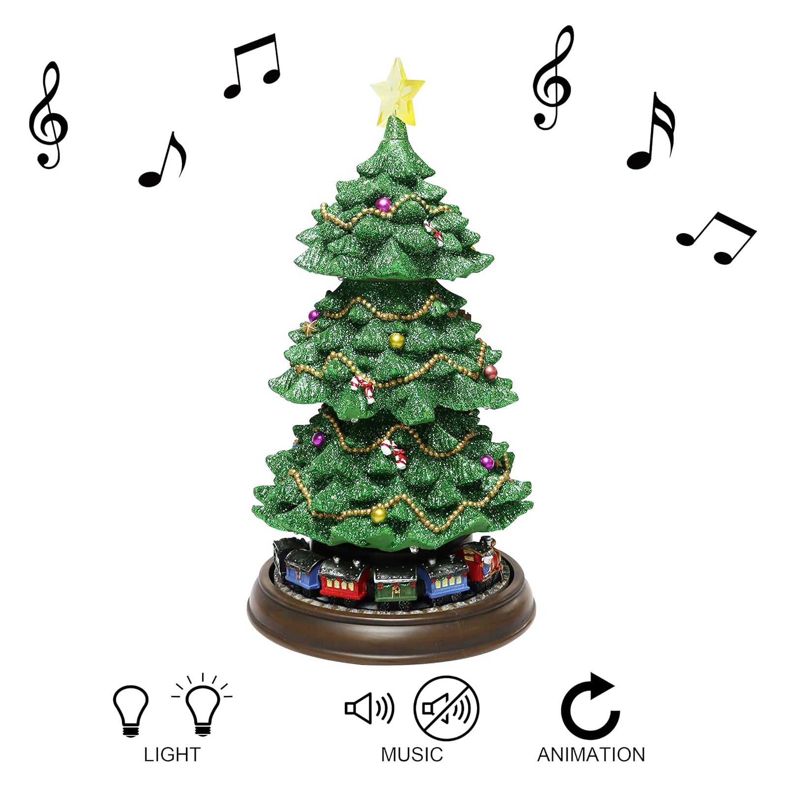 Rotating Train Christmas Tree 15.7” Lighted Musical Tabletop Decoration