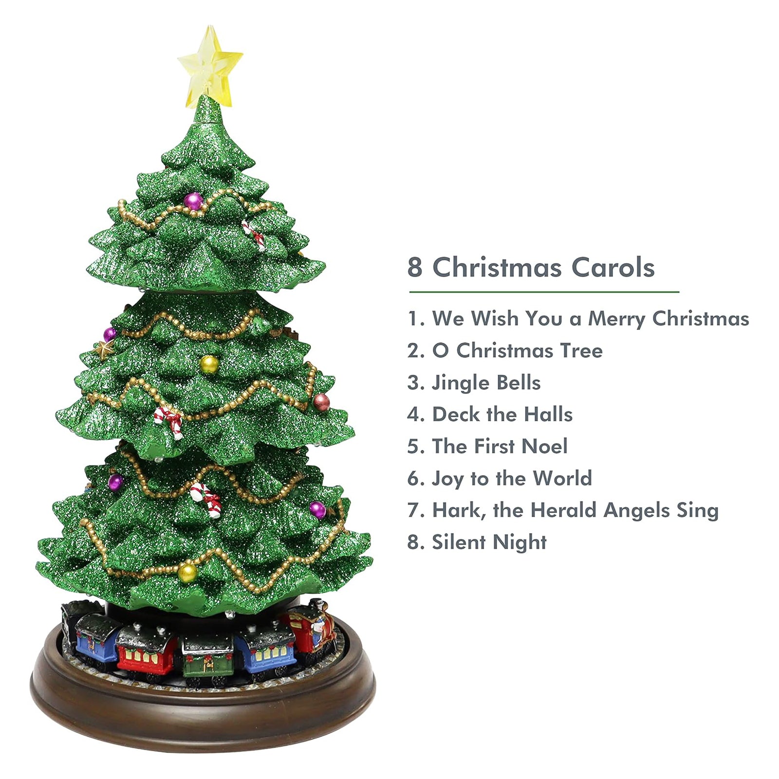 Rotating Train Christmas Tree 15.7” Lighted Musical Tabletop Decoration
